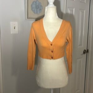 SUPER CUTE ORANGE CREAM FERVOUR CARDIGAN 3 BUTTON SWEATER